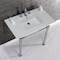 Kingston Brass KVPB37228Q1 37-Inch Console Sink with Stainless Steel Legs (8-Inch, 3 Hole), White/Polished Chrome KVPB37228Q1 - alternate 4